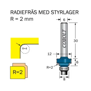 Beställ idag Cobolt Avrundningsfräs R=2 D=12 L=6 S=6