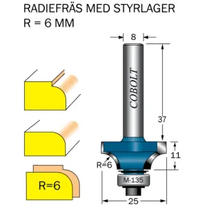 Cobolt Avrundningsfräs R=6 D=25 L=11 S=8 Utförsäljning
