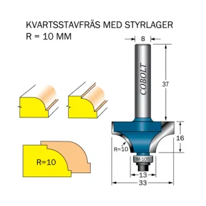 Cobolt Kvartsstavfräs R=10 D=33 L=16 S=8 Billigare