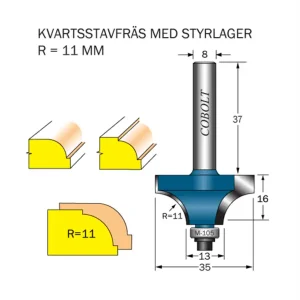Cobolt Kvartsstavfräs R=11 D=35 L=16 S=8 Beställ idag