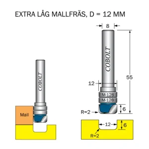 Cobolt Mallfräs med två lager R=2 D=12 L=6 S=8 Sista chansen