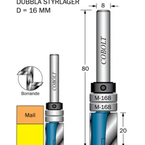 Premium Cobolt Mallfräs D=16 L=20 TL=80 S=8