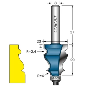 Cobolt Listprofilfräs D=23 L=29 R=2.4 R=4 S=8 Säker betalning