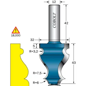 Sänkt pris Cobolt Sockelprofilfräs D=32 R=3.2/R=7.5/R=6 S=12