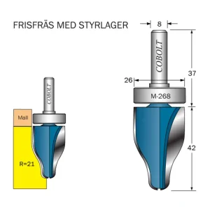risnedsättning Cobolt Frisfräs med lager R=21 D=26 L=42 S=8