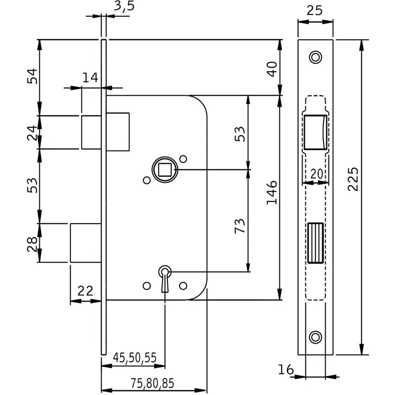 Bästa pris Låshus 40b7-80 Vänster