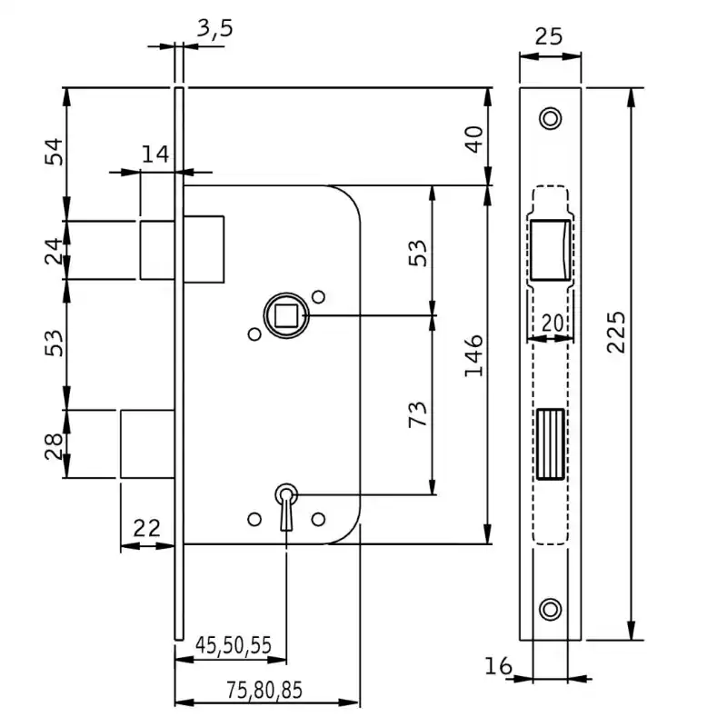 Expressleverans Låshus 40b7-85 Vänster