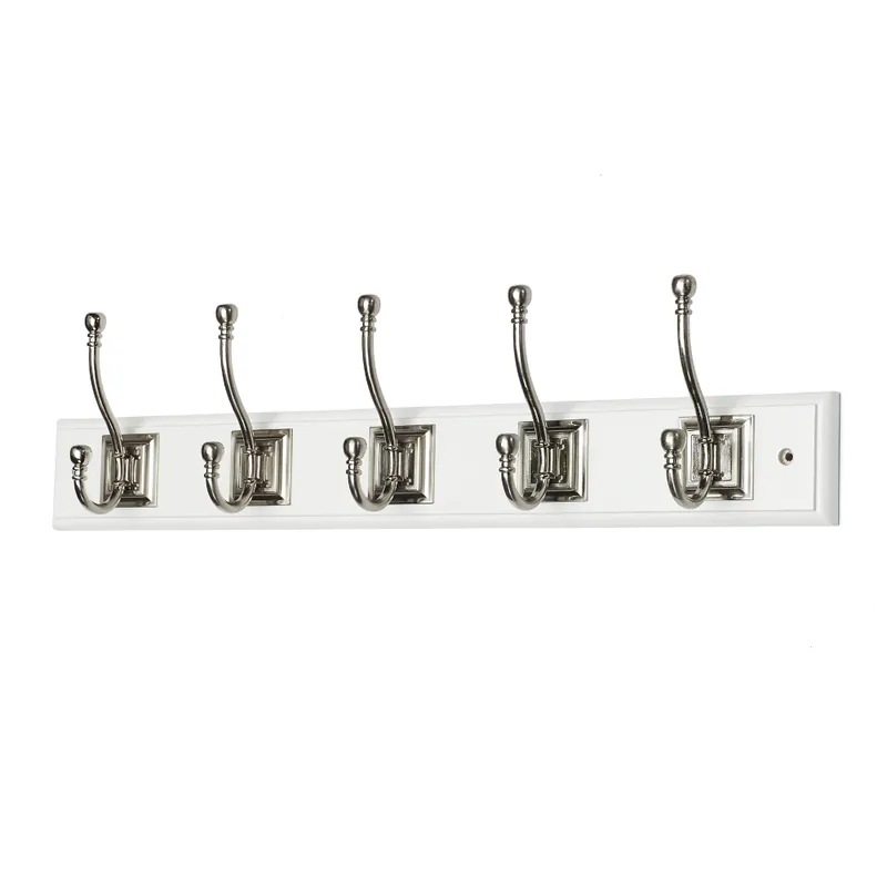 Sista chansen Klädhängare Retro, 5-Krok Nickel, Vit/Matt, Habo 16233