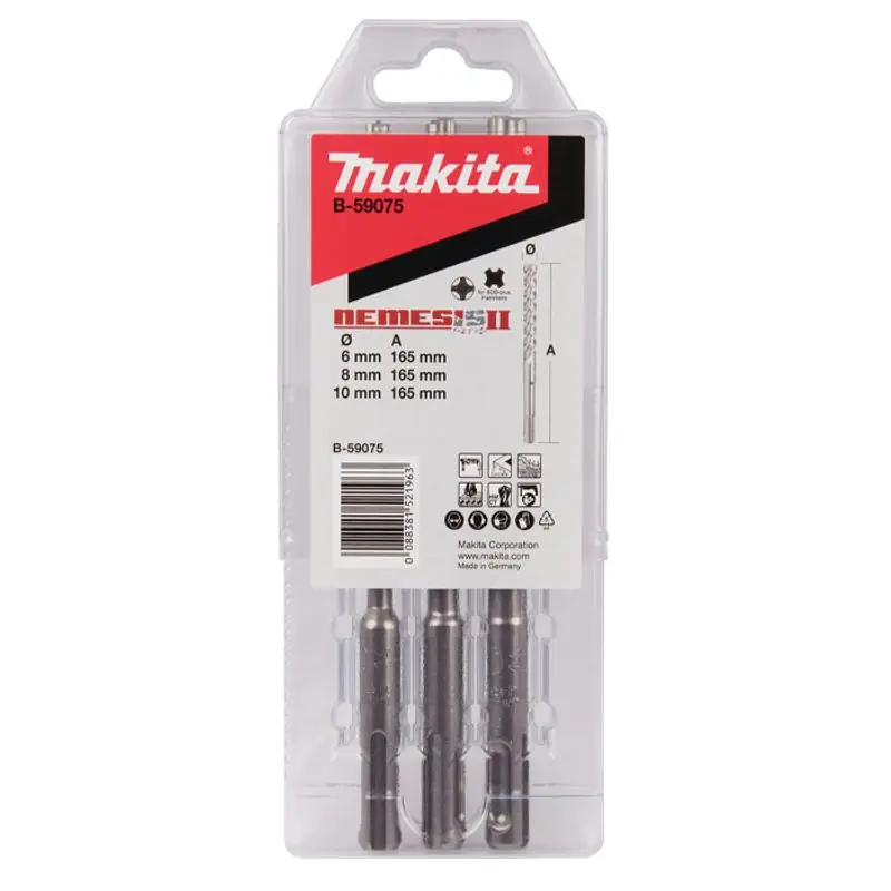 Begränsat erbjudande Makita B-59075 Borrset SDS-Plus 4-skärs Nemesis2 3-delar