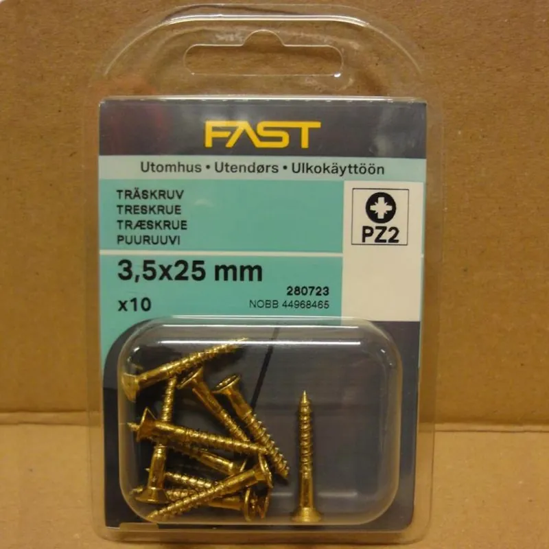 Träskruv TFX 5x25mm Mässing 10st Fast 280723 Begränsad tid