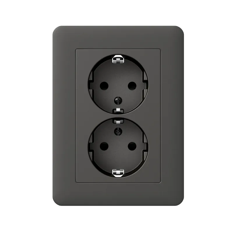 Begränsat antal Vägguttag Exxact Insats Jordat Skruvanslutning 2-Vägs Antracit Schneider Electric