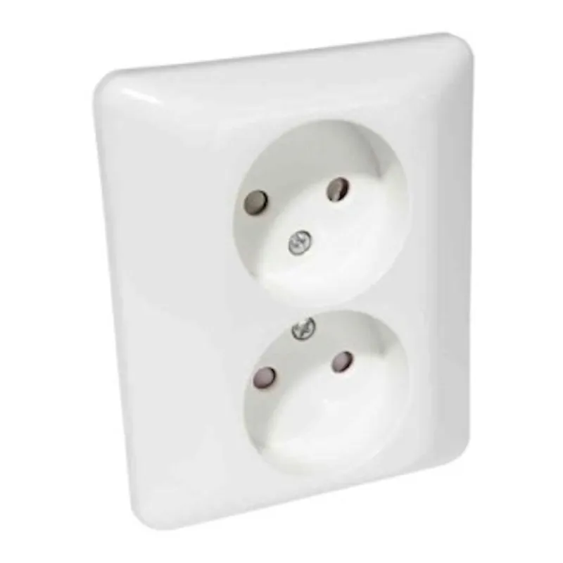 Vägguttag 2-Vägs Ojord 16A 250V Vit Elko Nedsatt pris