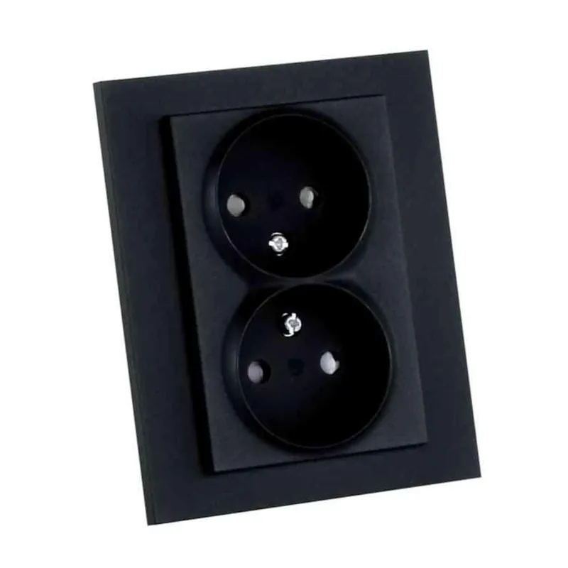 Vägguttag Plus 2-Vägs Jord 16A Svart Elko Billigare