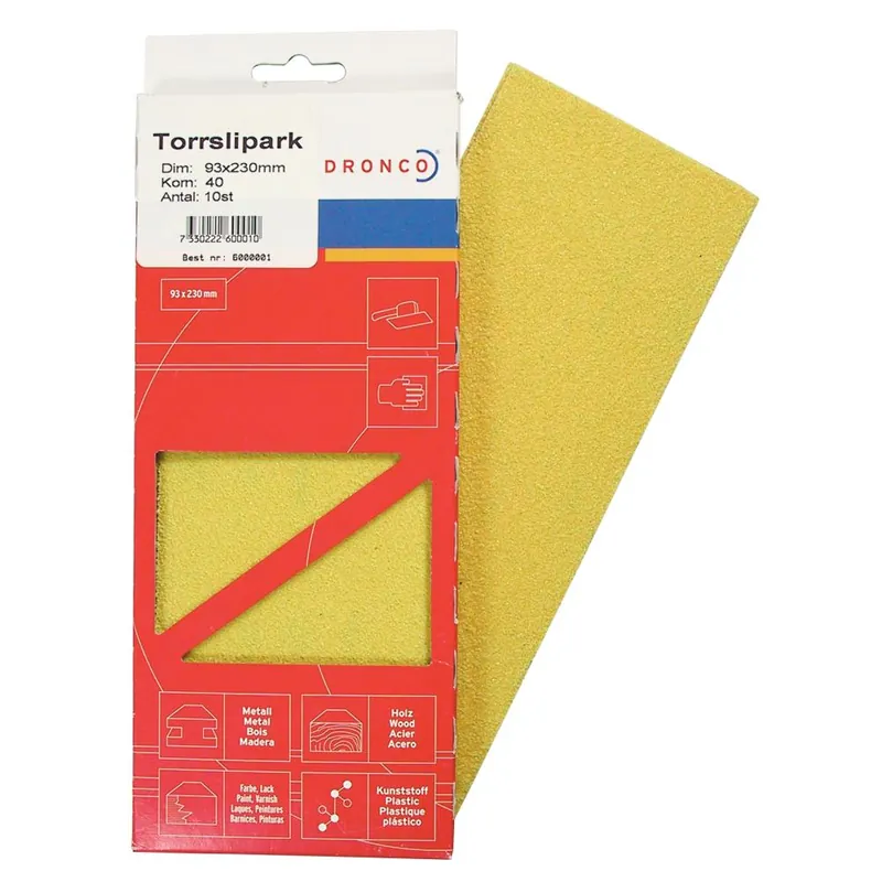 Nyhet Slippapper 93x230mm Sort 10st Dronco