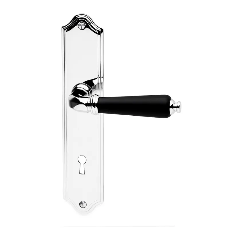 Beställ nu Dörrhandtag Inkl. långskylt Madrid Krom/Svart, Habo 19153