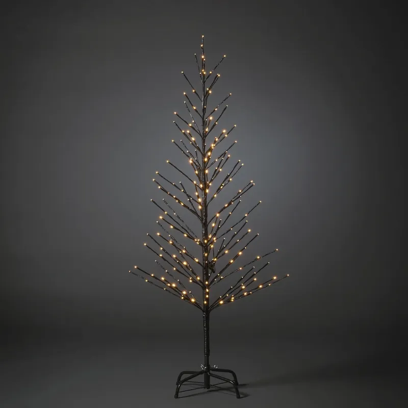 Snabb frakt Svart Träd 210cm LED IP44 Amber Konstsmide