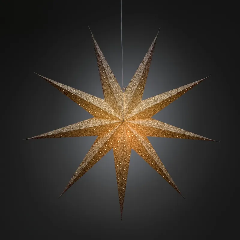 Nedsatt pris Pappersstjärna Hängande Vit/Guld 115cm, E14, IP20, Konstsmide