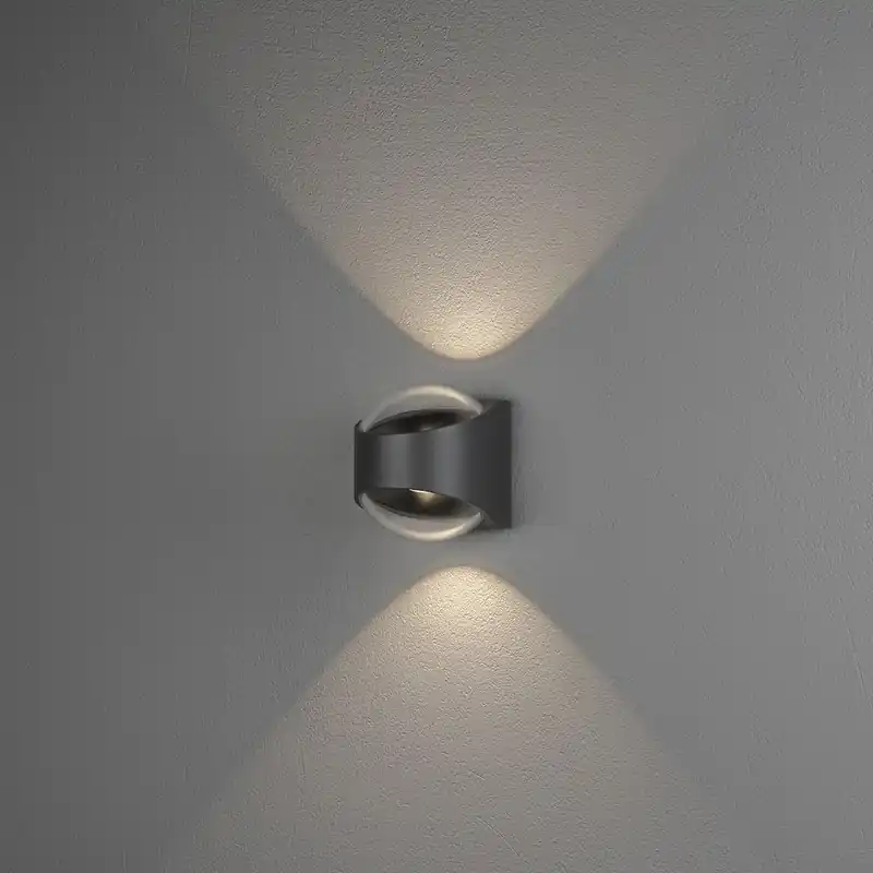 Rabatt Vägglykta LED Bitonto Upp/Ned 2x5,5W 230-240V IP54 Mörkgrå Konstsmide