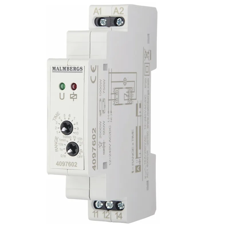 Populärt val Tidrelä, Tilllslagsfördröjd, 12-240V,AC/DC, Malmbergs 4097602