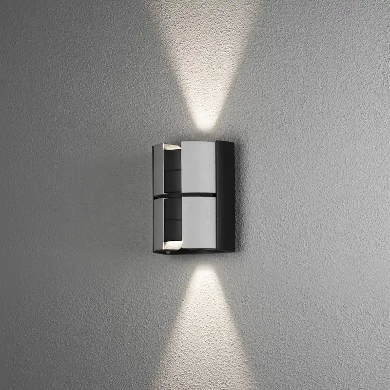 Vidar Vägglykta LED 2x5W 230V IP44 Svart Silver Konstsmide Fynd