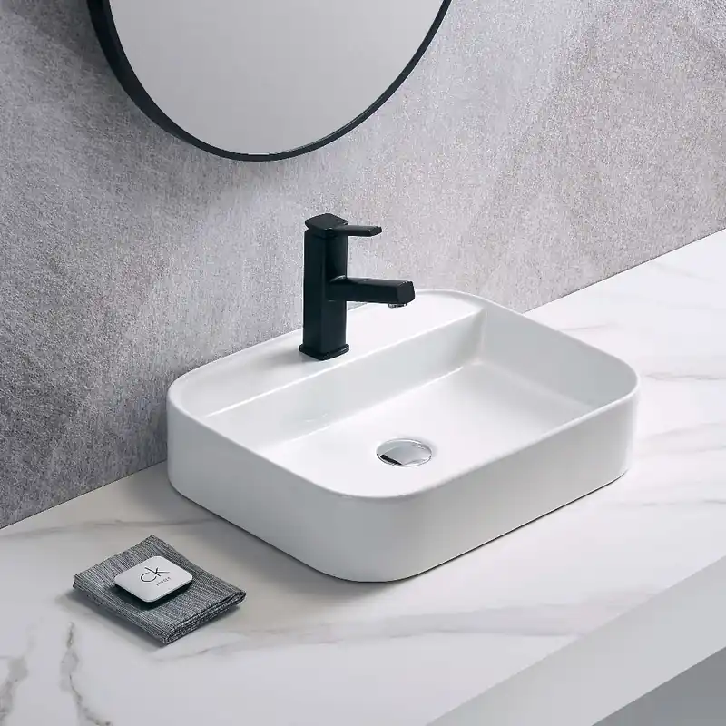 Billigare Rektangulärt Ovanpåliggande/Vägghängt Tvättställ Matt Vit, NOURK