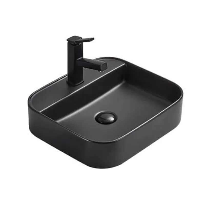 Rektangulärt Ovanpåliggande/Vägghängt Tvättställ Matt Svart, NOURK Extra rabatt