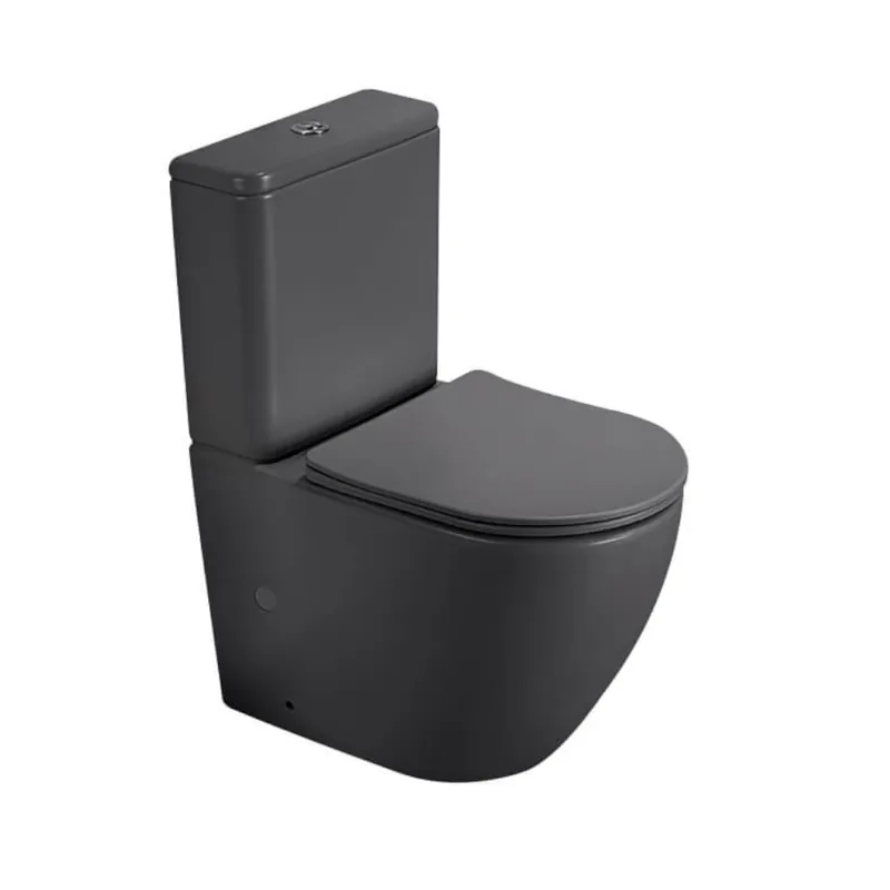 Köp online OCEANA Golvstående WC Matt Mörkgrå Rimfree P-lås, NOURK