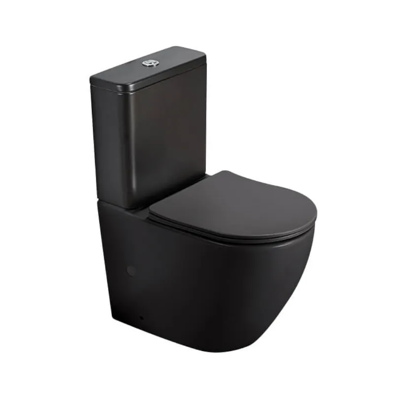 Reapris OCEANA Golvstående WC Matt Svart Rimfree P-lås, NOURK