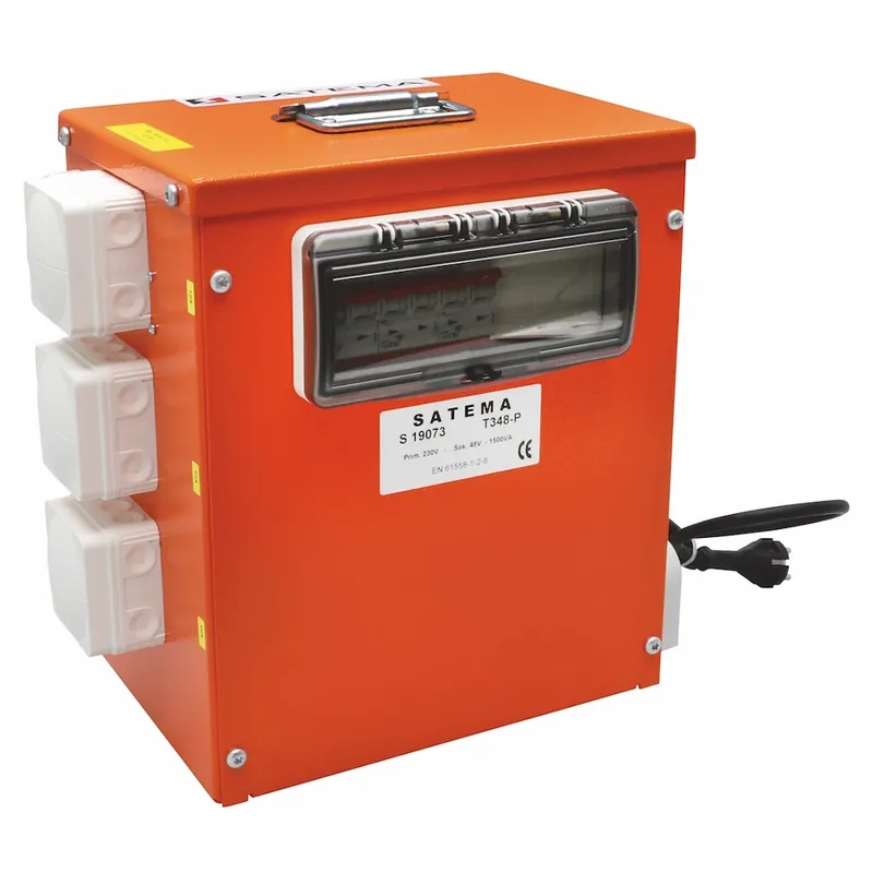 Belysningstrafo 3G1,5mm², 3xPlint, 230/48V AC, 1500VA, IP44, Malmbergs 5208392 Utförsäljning