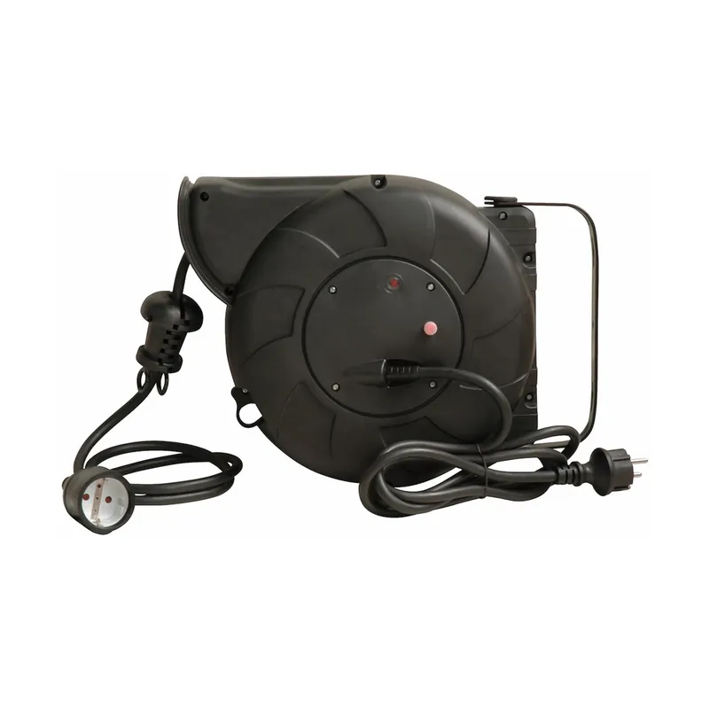 Kabelupprullare 7+1m, IP20, Svart, Malmbergs 2403934 Billig