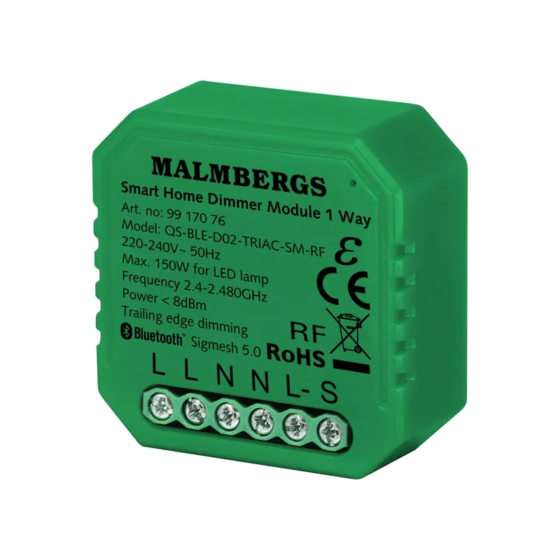 Sänkt pris Bluetooth Smart Dosdimmer, Inklusive RF-Stöd, 150W LED, Malmbergs 9917076